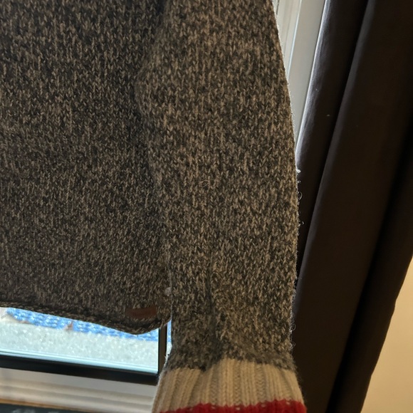 Roots Grey Marled Knit Cardigan with Red Stripe Detail - Picture 8 of 12